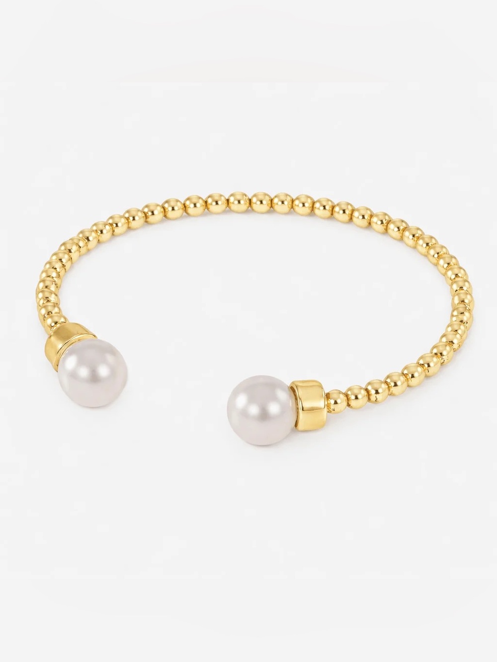 Pearly Beaded Bangle - 18K Real Gold Plating
